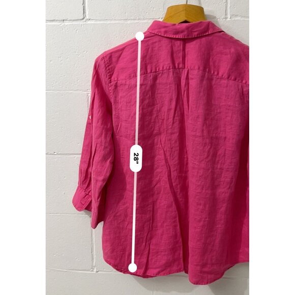Ralph Lauren Women's Pink Linen Button Front Pop‎ Over Shirt Size 1X - Picture 7 of 8